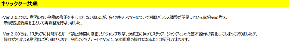 キャラクター共通